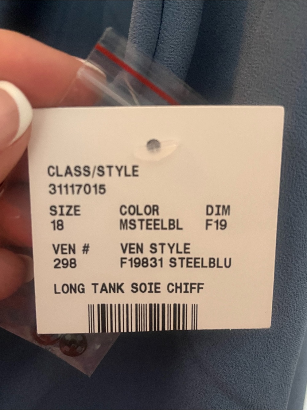 David's Bridal Steel Blue Long Tank Soie Chiff Dress